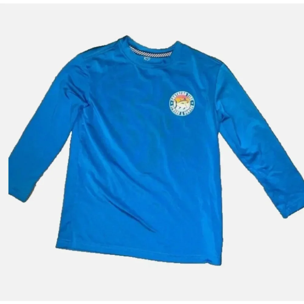 Southern Tide Boys Rashguard XS 4/5 Swim Shirt UPF Long Sleeve Blue EUC